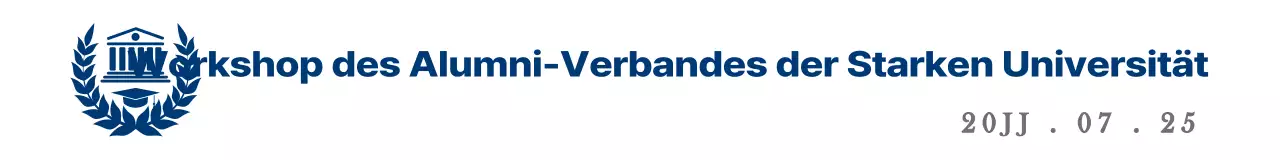 Schlicht und klar in Blau und Grau mit Universitätssymbolen und Logo-Akzenten Erinnerungsstil für einen Wiedersehens-Workshop