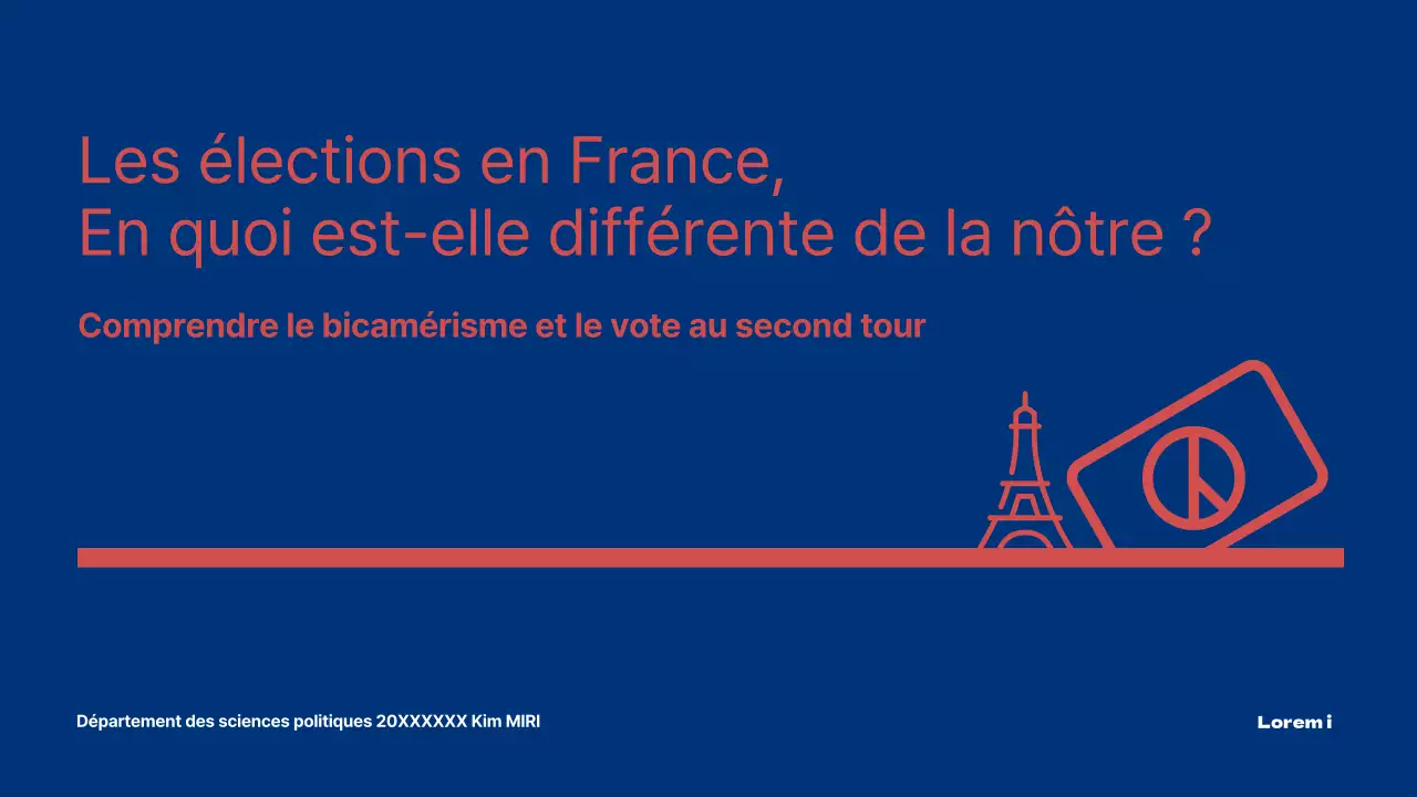 Présentation comparative de l'élection présidentielle française avec un thème infographique bleu et rouge