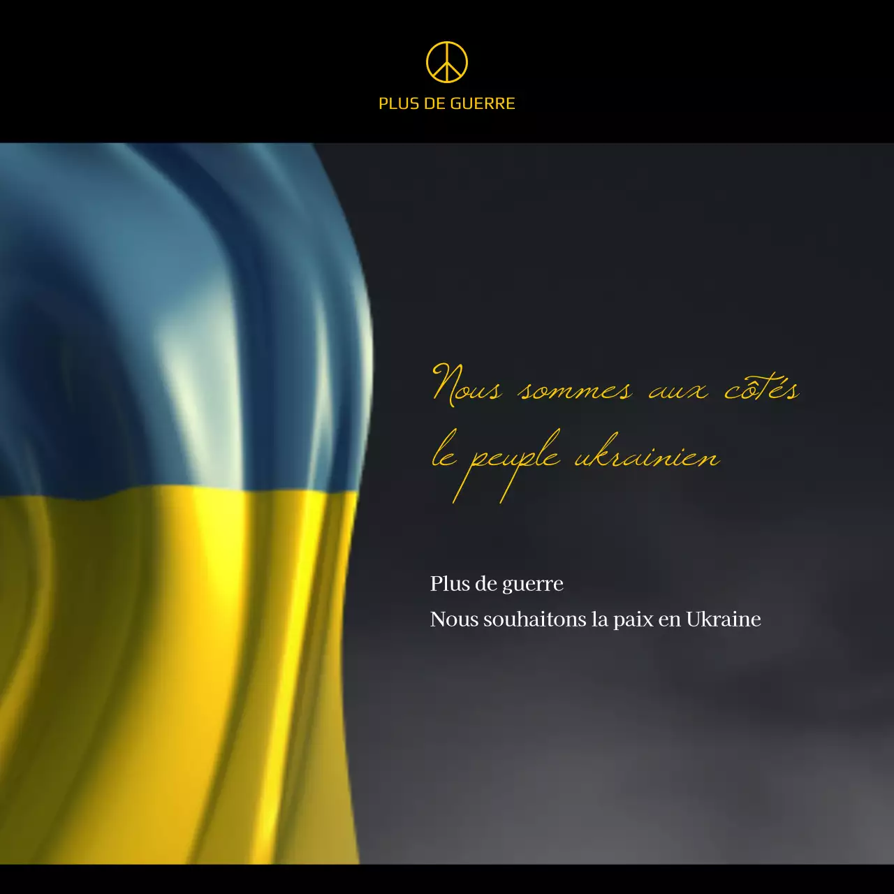 Message de paix anti-guerre bleu et jaune