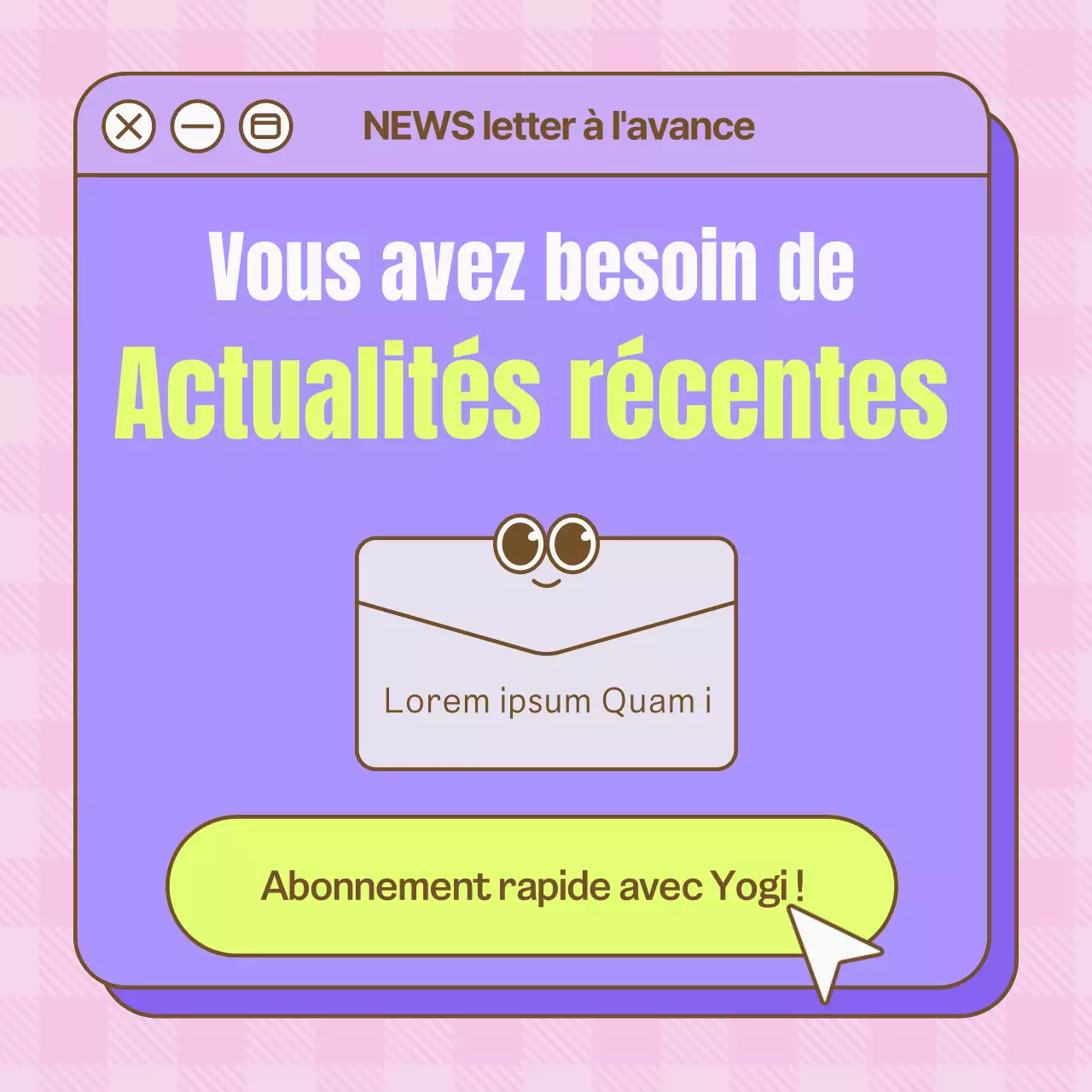 Guide politique mignon avec un concept de barre de recherche internet violette