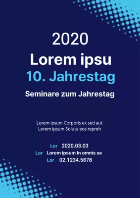 Einfacher blauer und hellblauer Werbeflyer für ein Seminar zum 10-jährigen Jubiläum