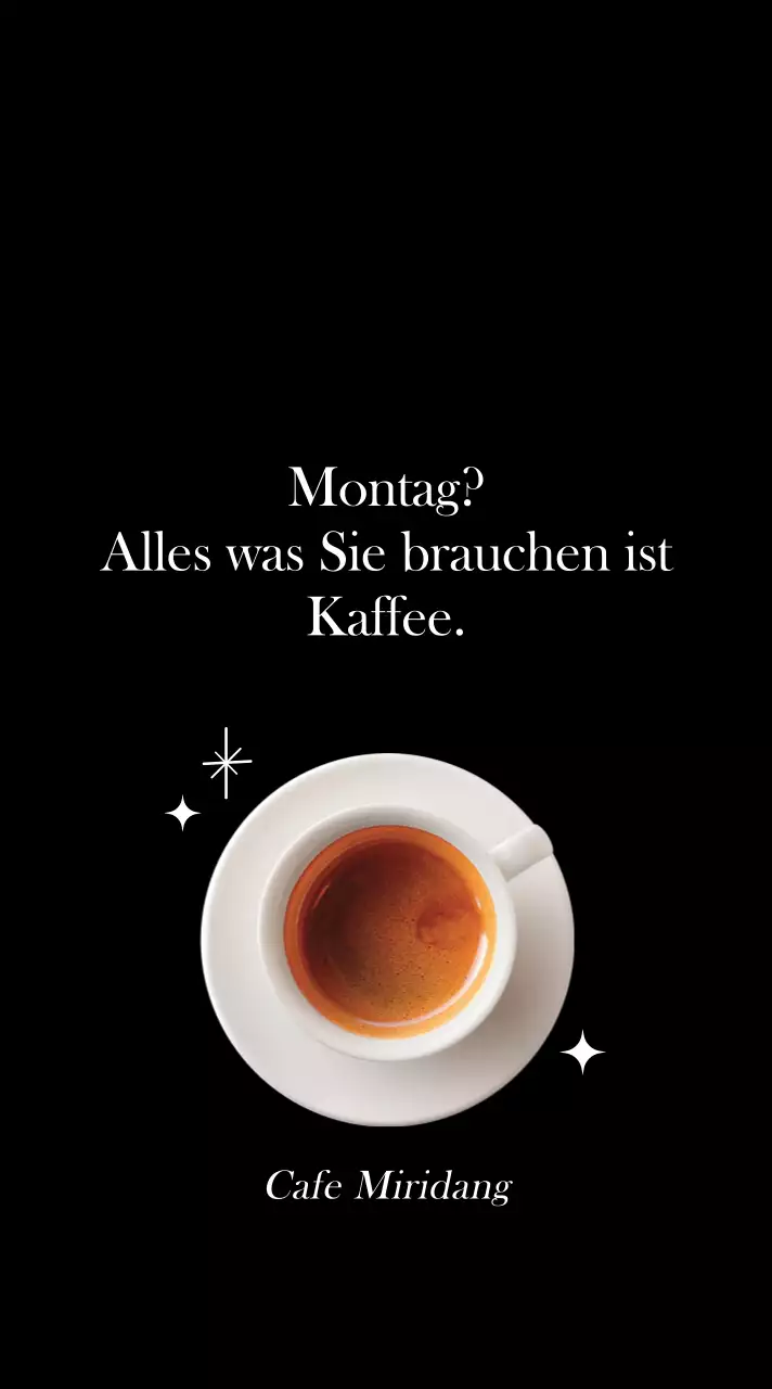 Sentimentaler Schriftzug Kaffeebild in Orange und Weiß