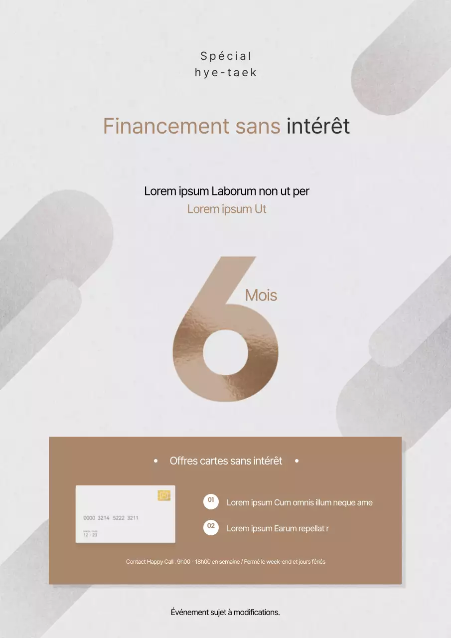 Promouvoir un simple événement sur les taux d'intérêt d'une société de cartes avec des chiffres multicolores mis en évidence.