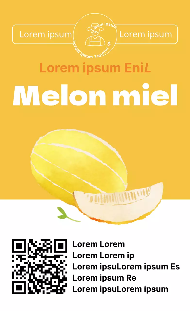 Sticker vertical simple d'un produit d'été, le melon, illustration en couleur