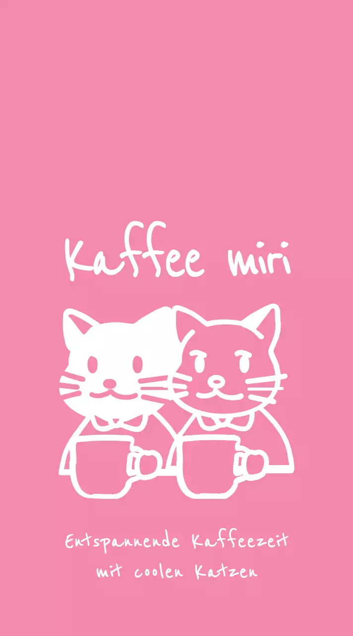 Illustration einer kaffeetrinkenden Katze in Rosa
