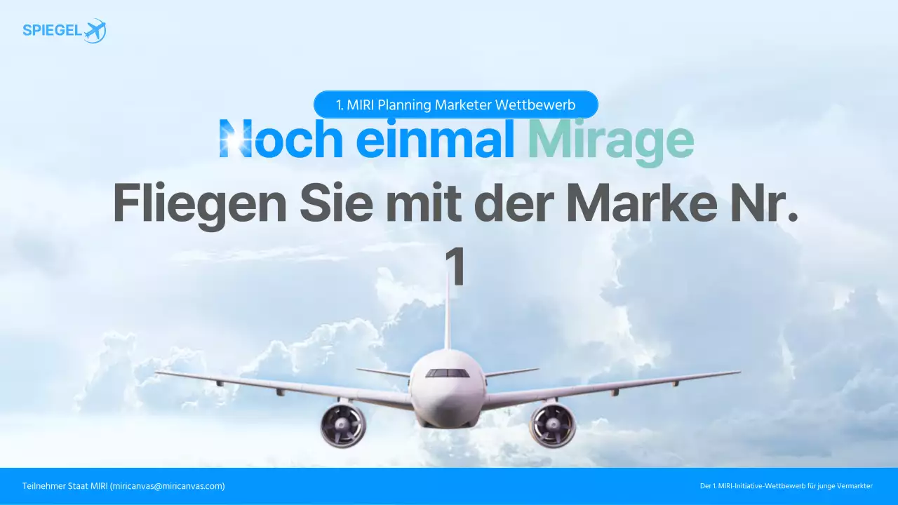 Fluggesellschaft Werbung Vermarkter Wettbewerb Pitch in blau