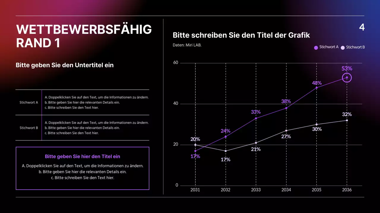 IR-Präsentation mit schwarzem, blauem und rotem Farbverlauf Geschäftskonzept