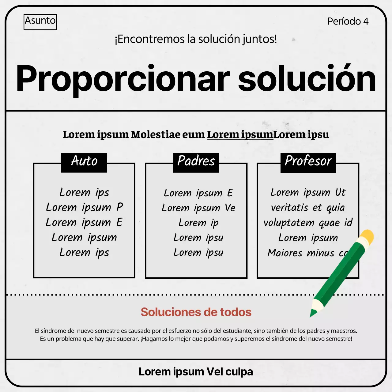 Papeles de examen grises y verdes tema del síndrome de vuelta al cole