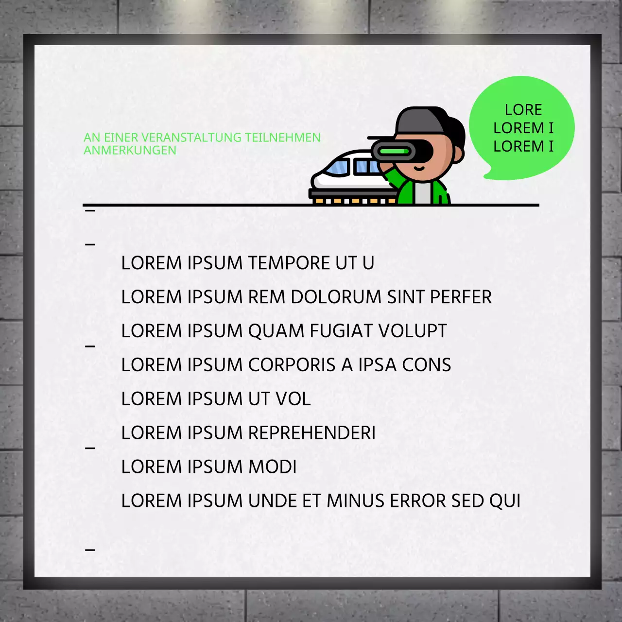 U-Bahn-Anzeigen-Fotoaktion mit grünem Plakatkonzept