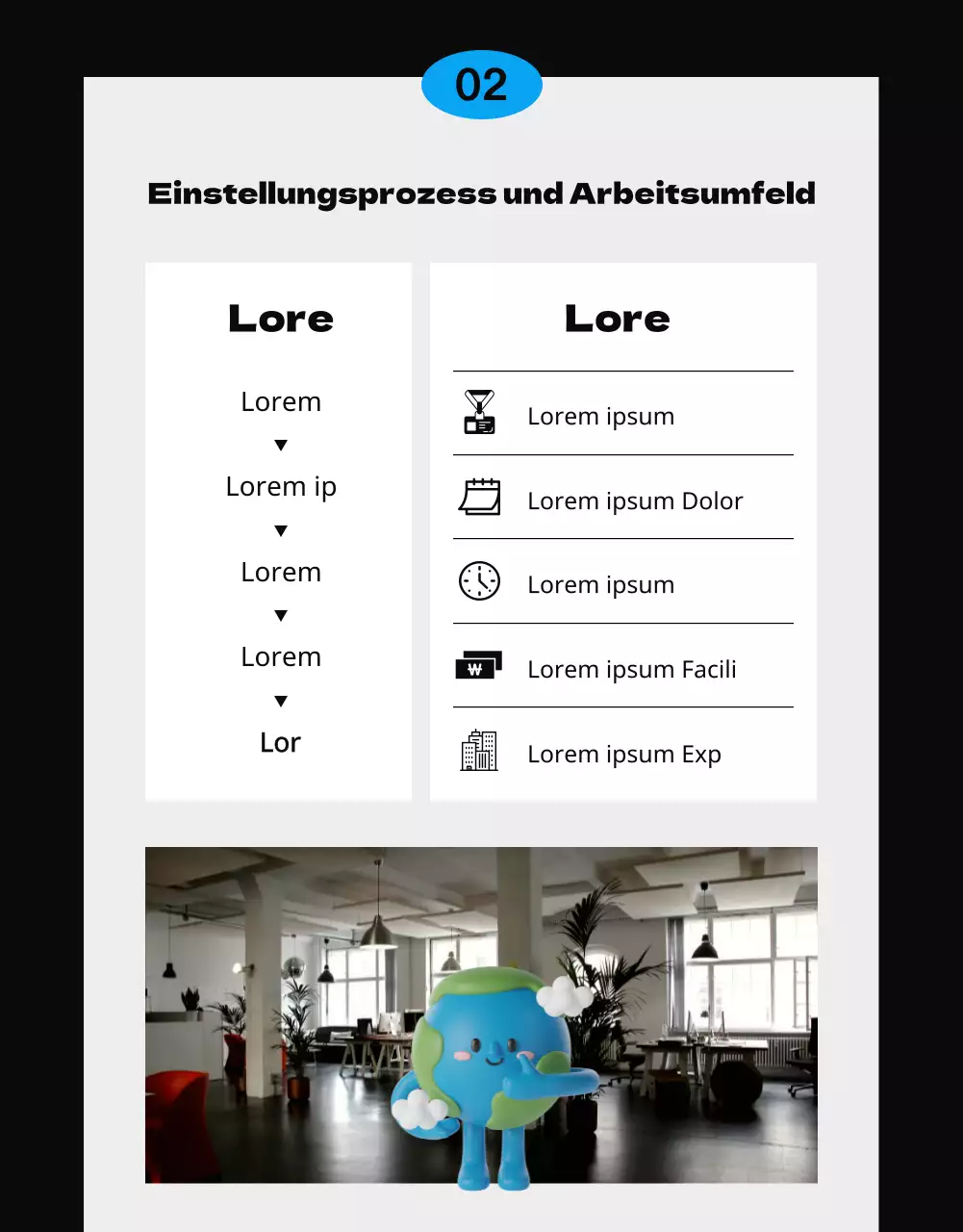 Blaues und schwarzes, einfaches und sauberes Broschürenkonzept für die Rekrutierung von Praktikanten