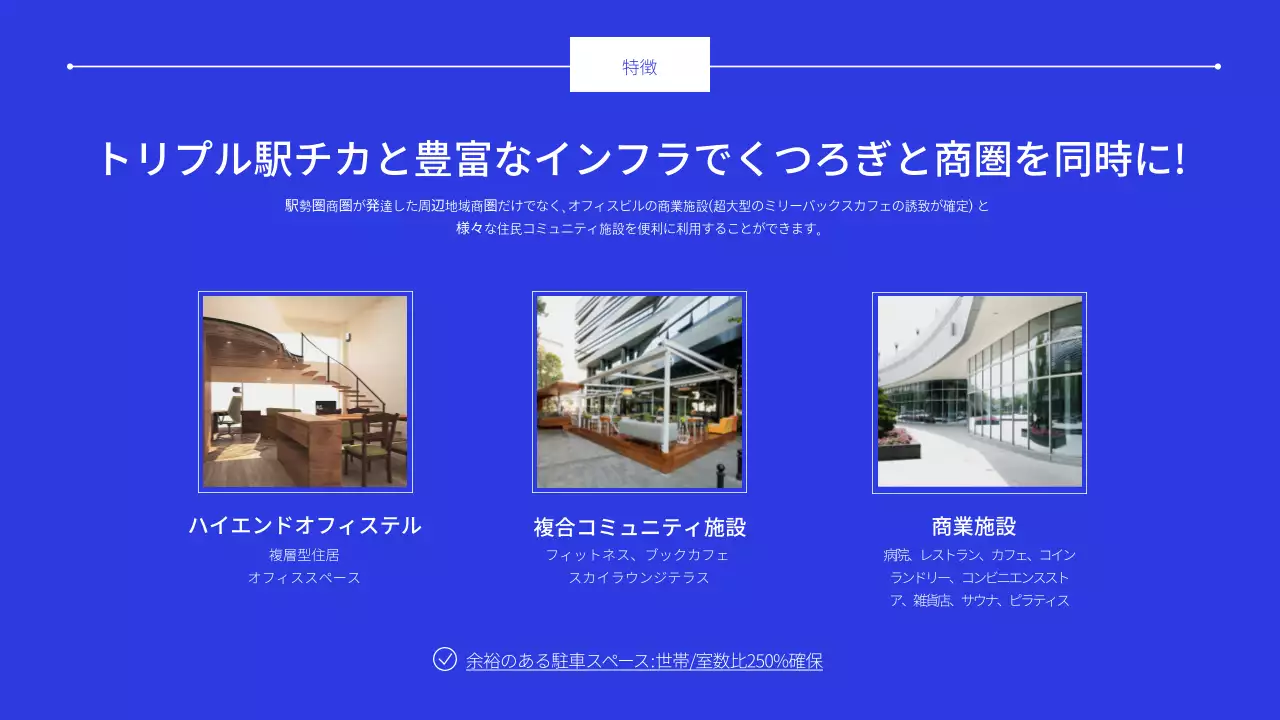 青 モダン 商業地 レポート プレゼンテーション