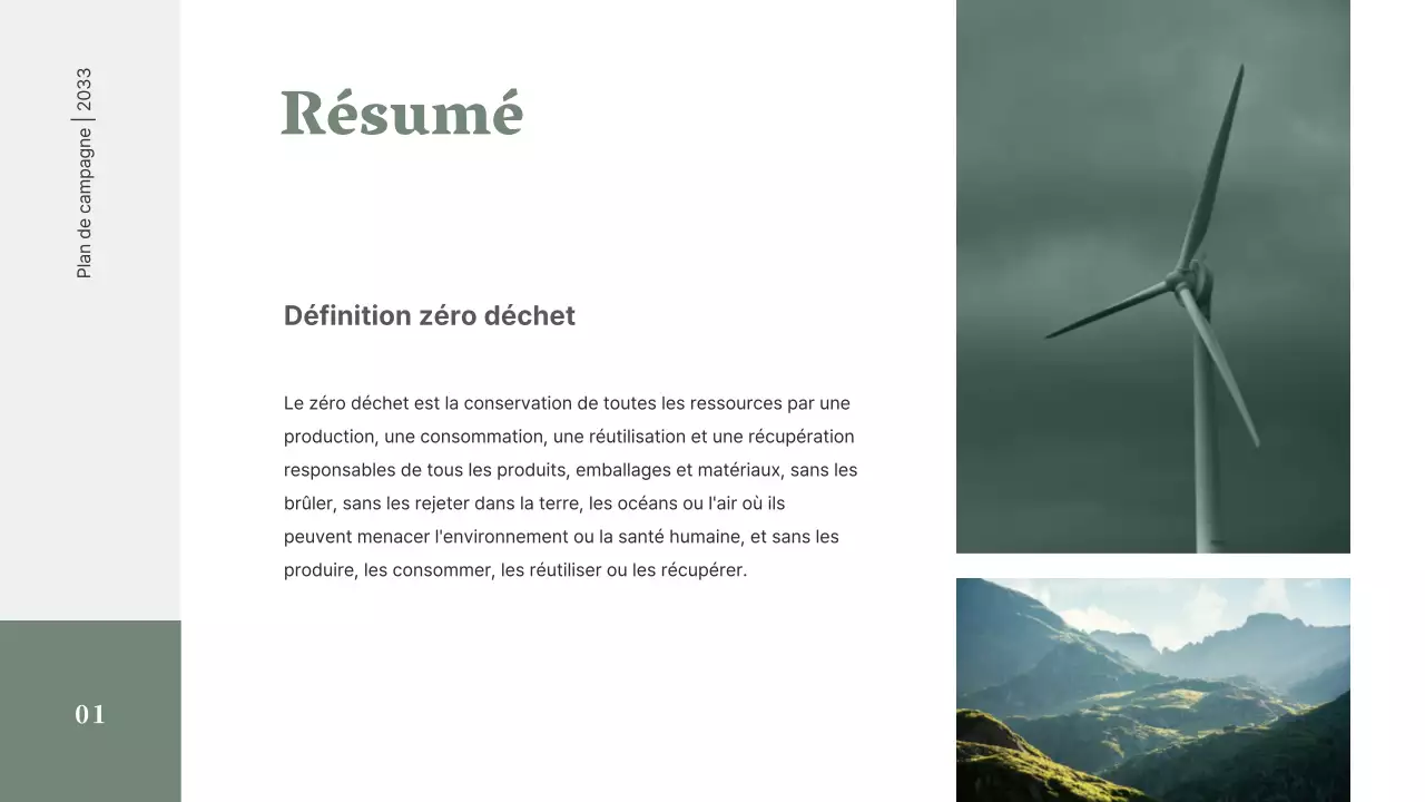Un dossier simple sur la campagne zéro déchet dans des tons verts discrets