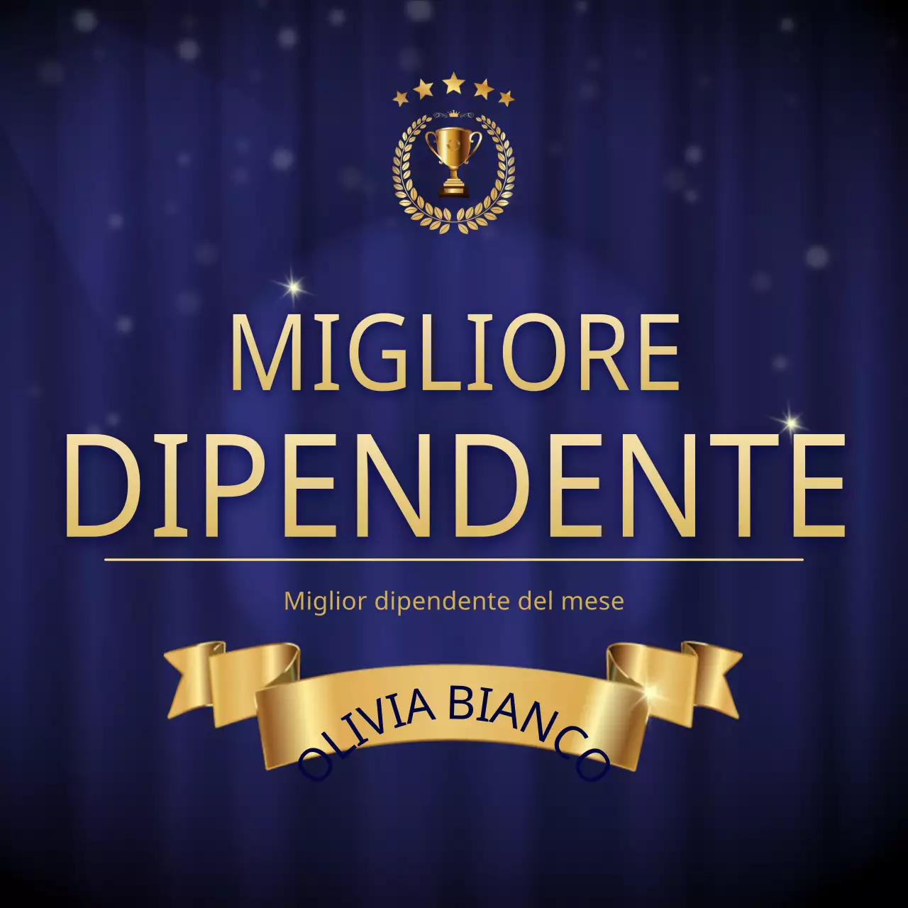 Un concetto di cerimonia di premiazione scintillante in blu e oro