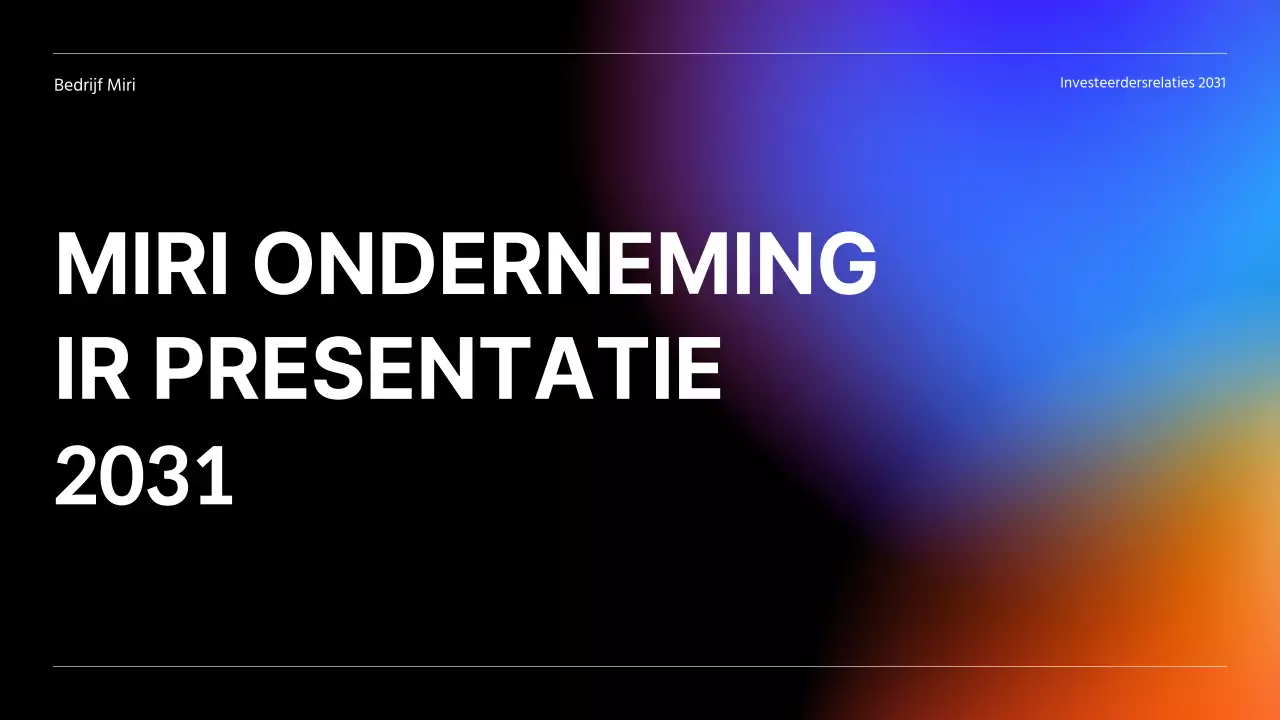 IR presentatie met zwart, blauw en rood kleurverloop bedrijfsconcept