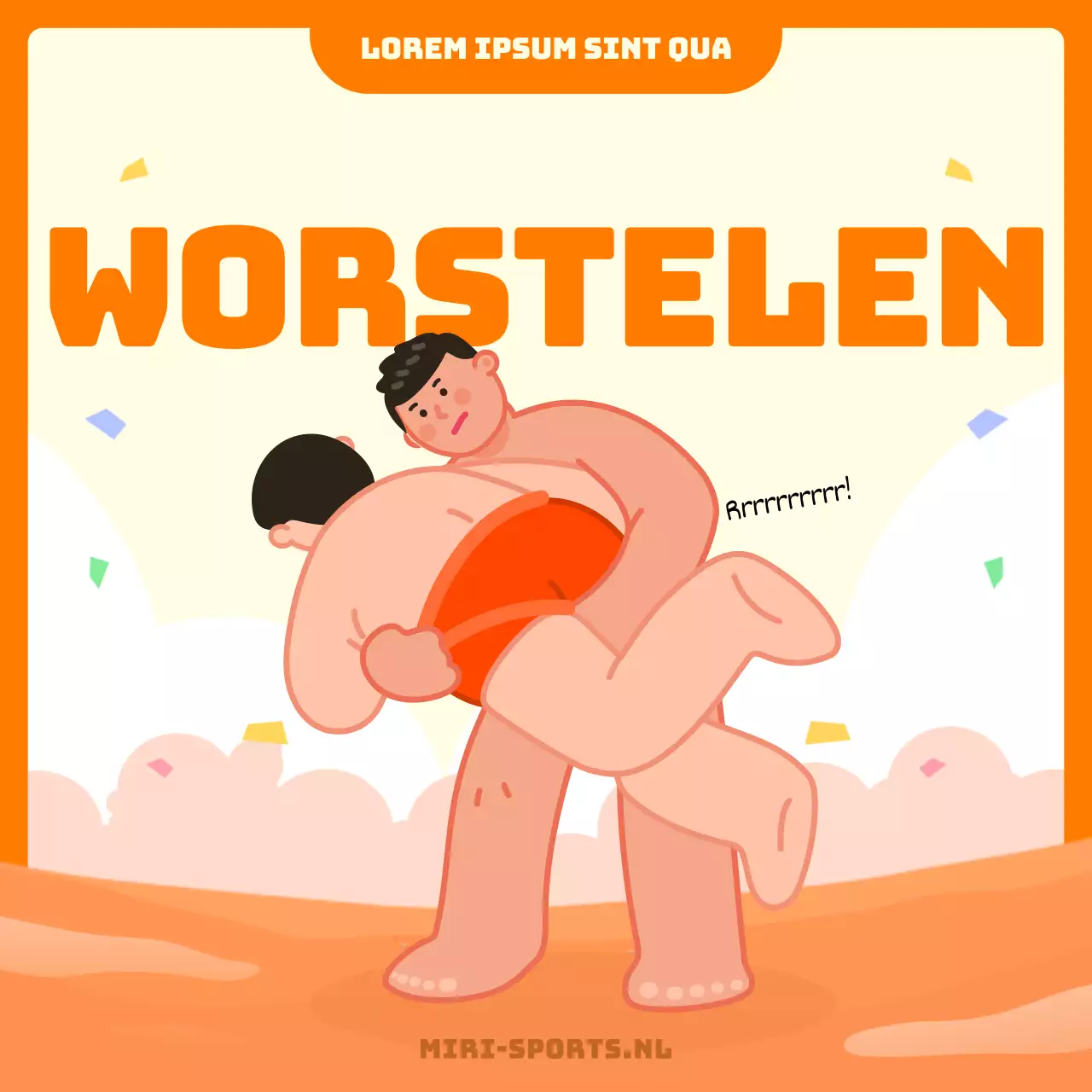 Over het oranje geïllustreerde concept worstelen