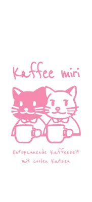 Illustration einer kaffeetrinkenden Katze in Rosa
