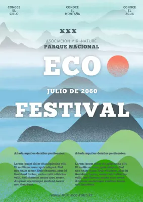 Promociona los festivales de naturaleza en un estilo de grabado con fondo azul verdoso