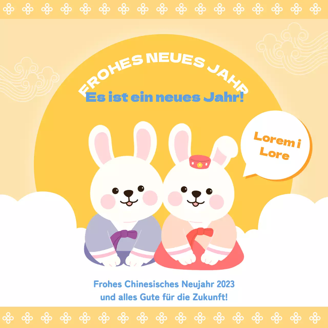 Neujahrsgrüße in Gelb auf Instagram