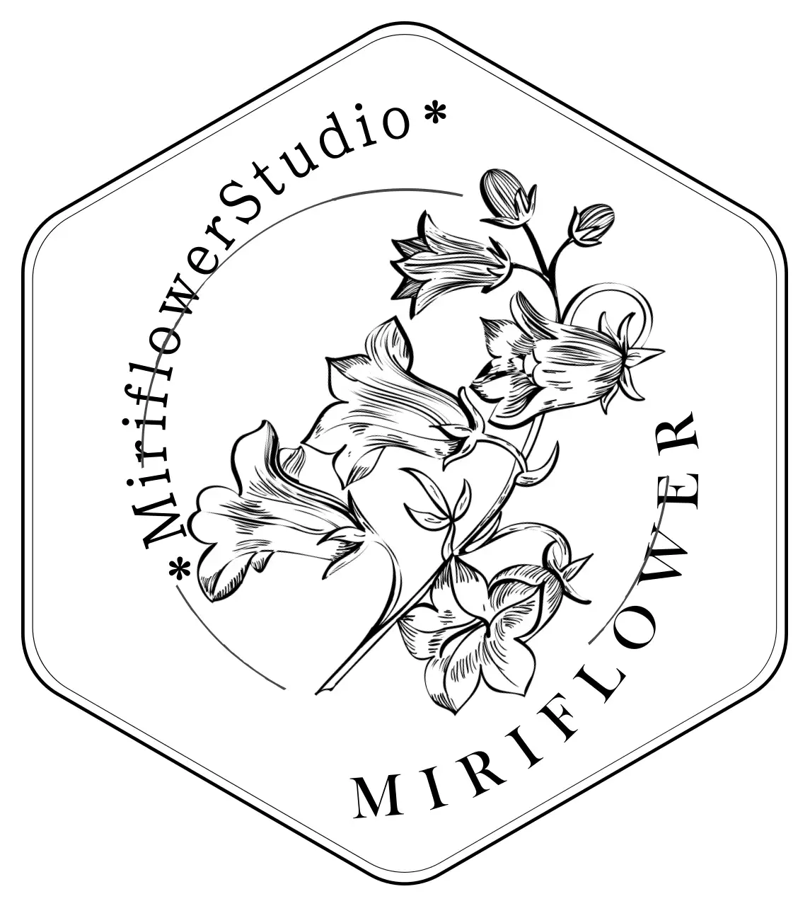 Vintage-Stil Abzeichen für einen Floristen mit einer schwarzen Linie Blume Illustration