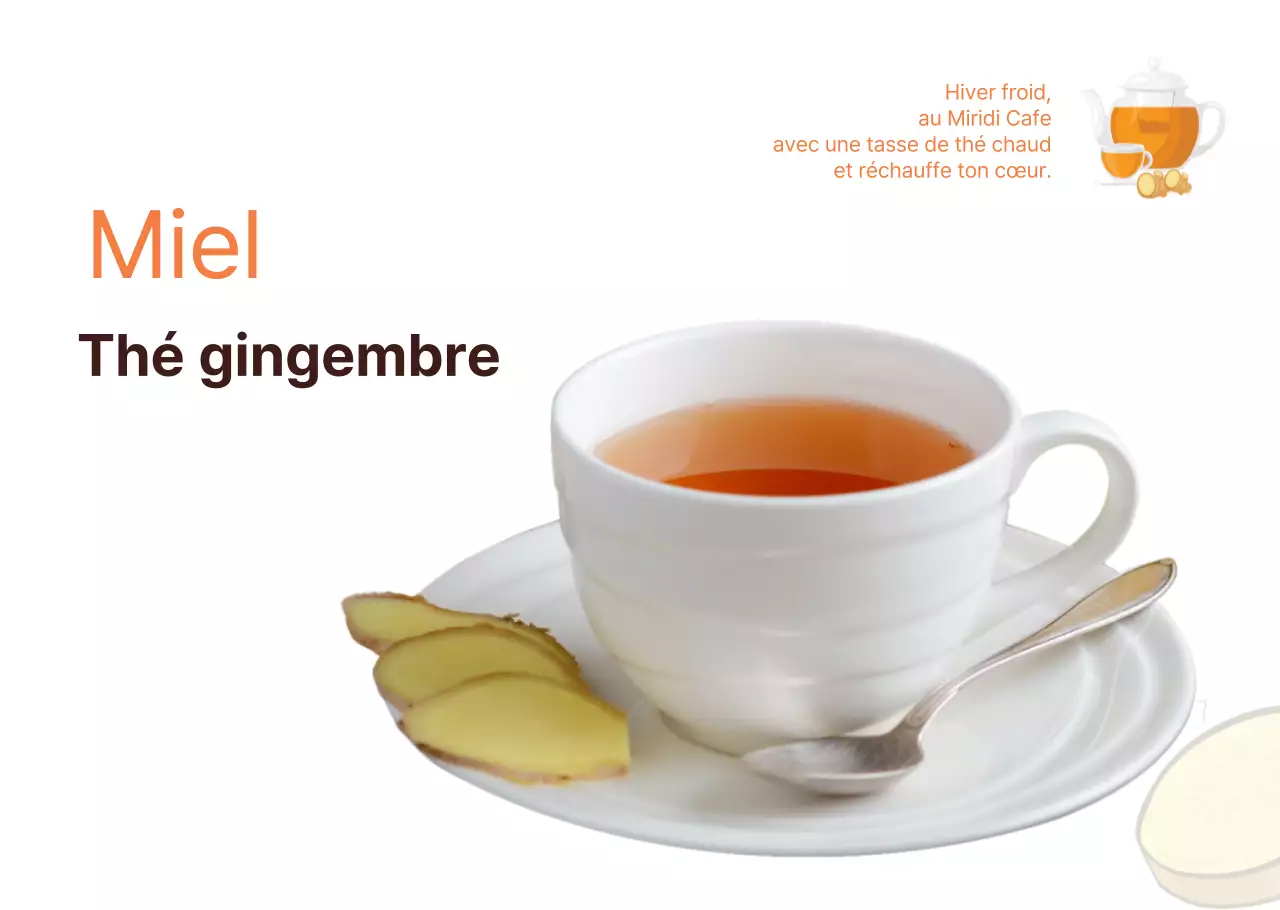 Feuille de papier transparent café gingembre thé