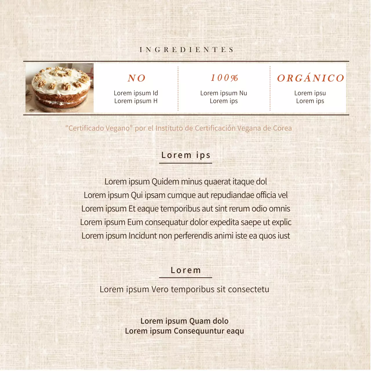 Postal de una panadería vegana marrón