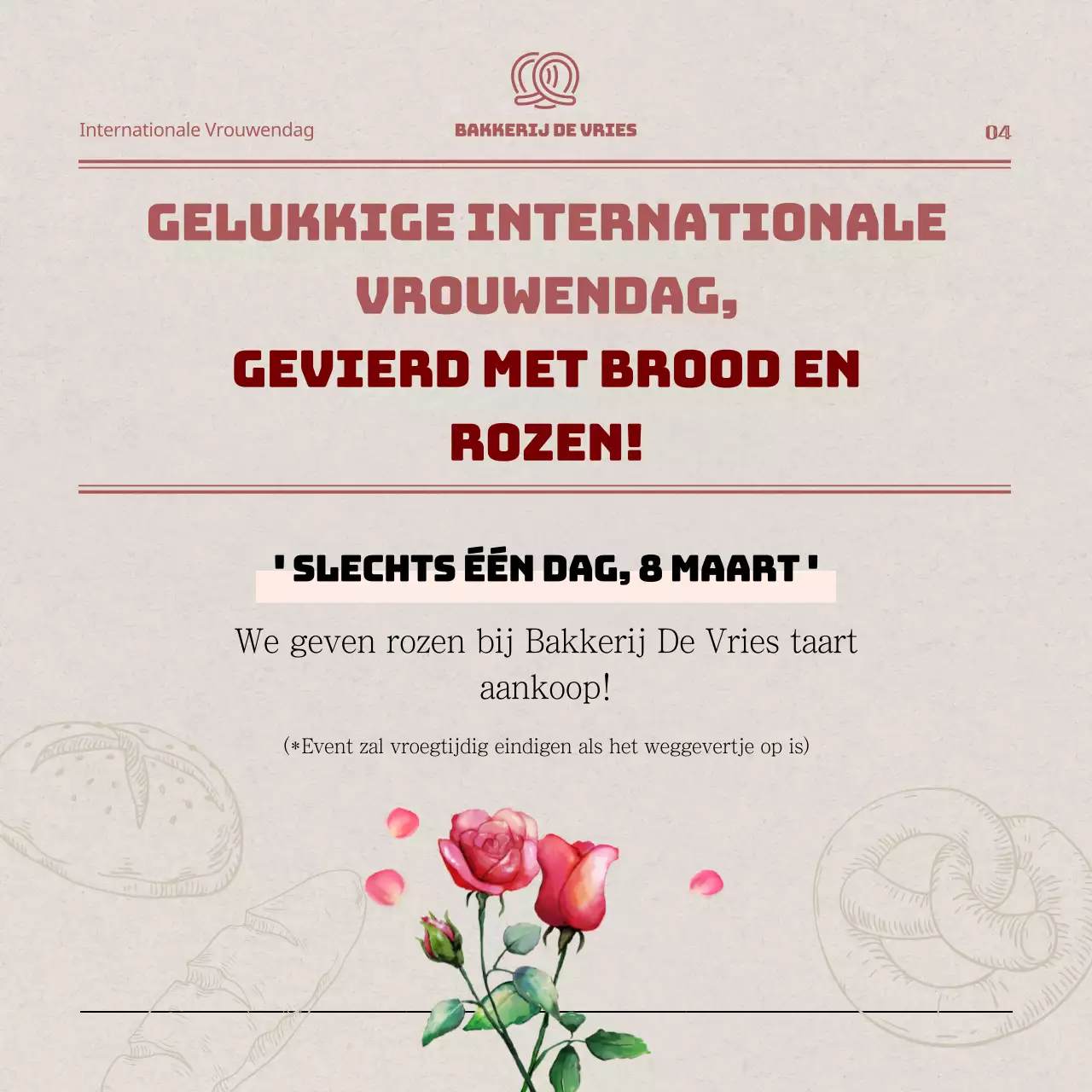 Krant Concept in Beige en RoodInternationale VrouwendagkaartNieuws