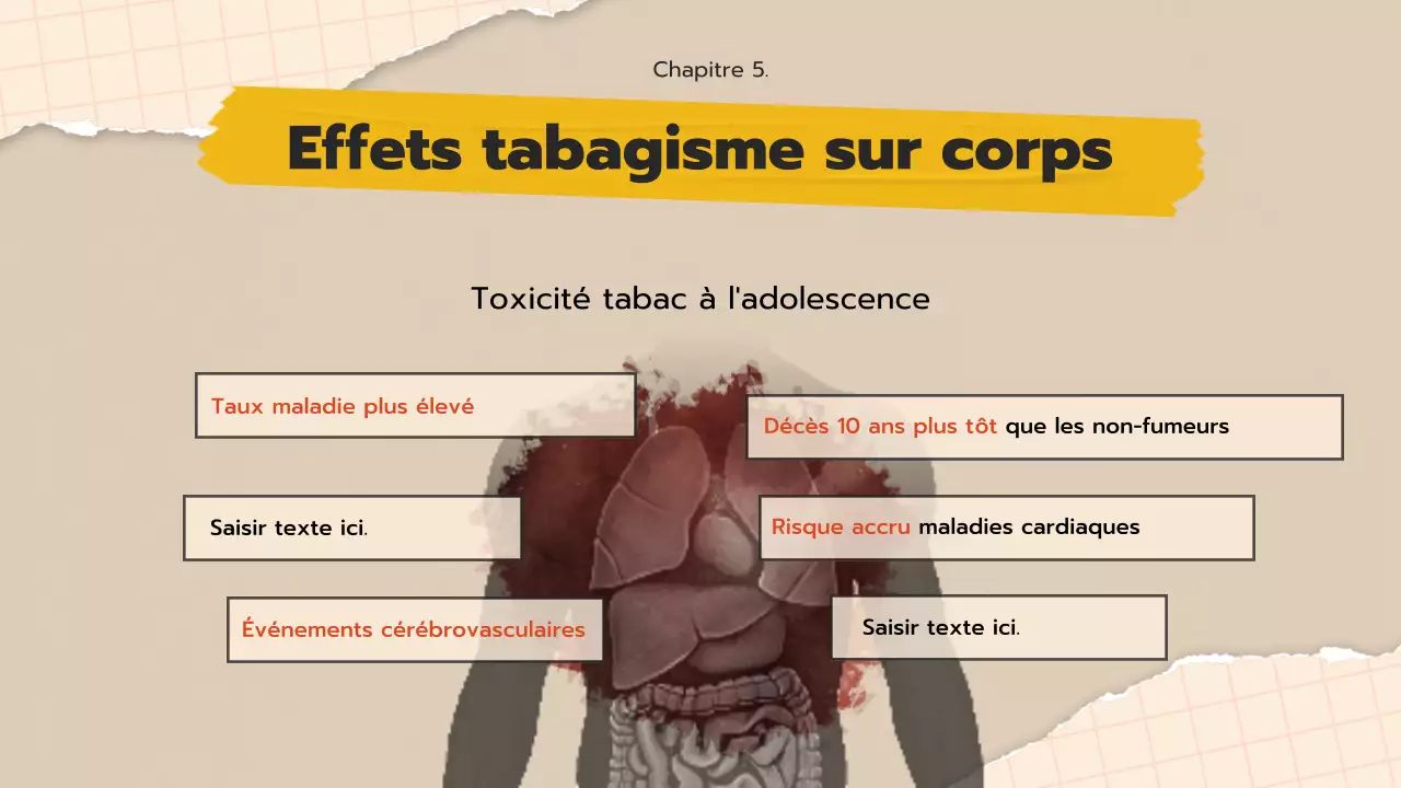 Matériel d'éducation à la désaccoutumance au tabac pour les jeunes avec un concept de collage pop art beige.
