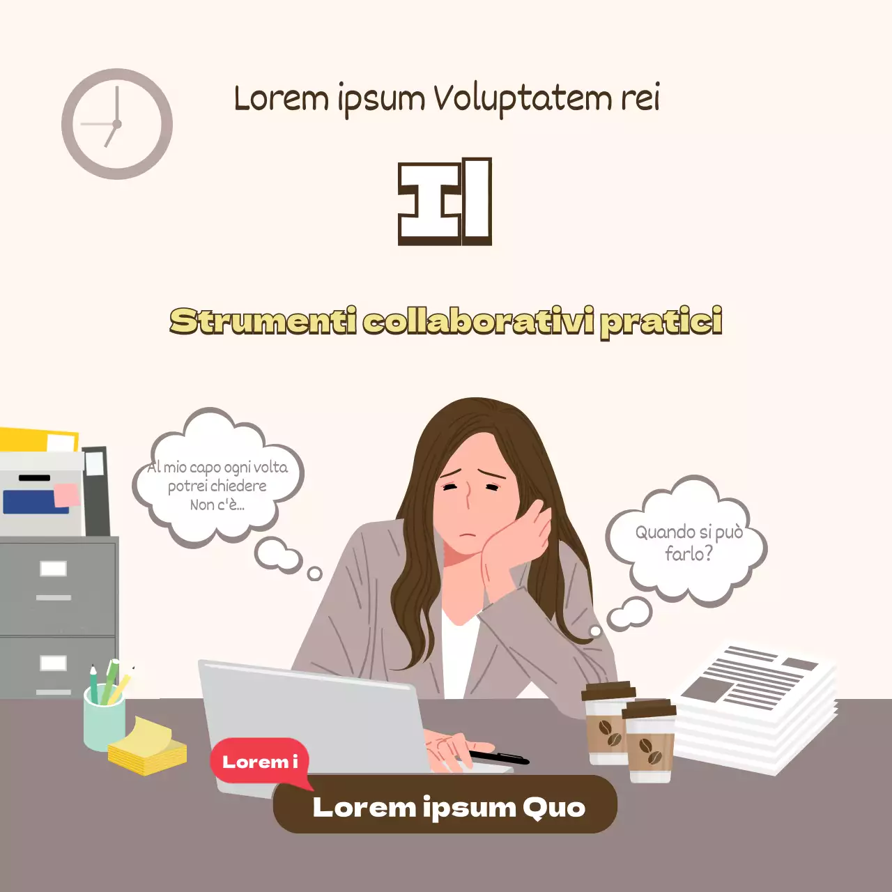 Illustrazioni beige per promuovere le lezioni sulle abilità di vita sul posto di lavoro