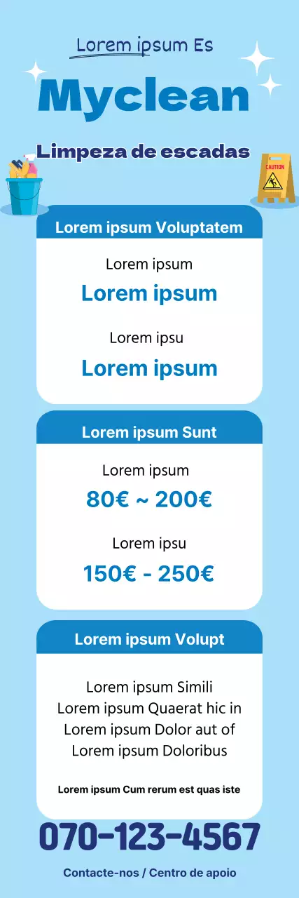Ilustração azul a promover um serviço de limpeza limpo