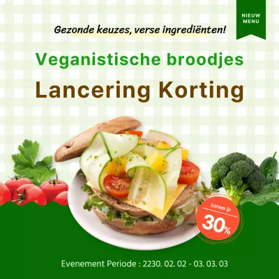 Green Fresh Vegan Sandwiches Lancering Kortingsevent