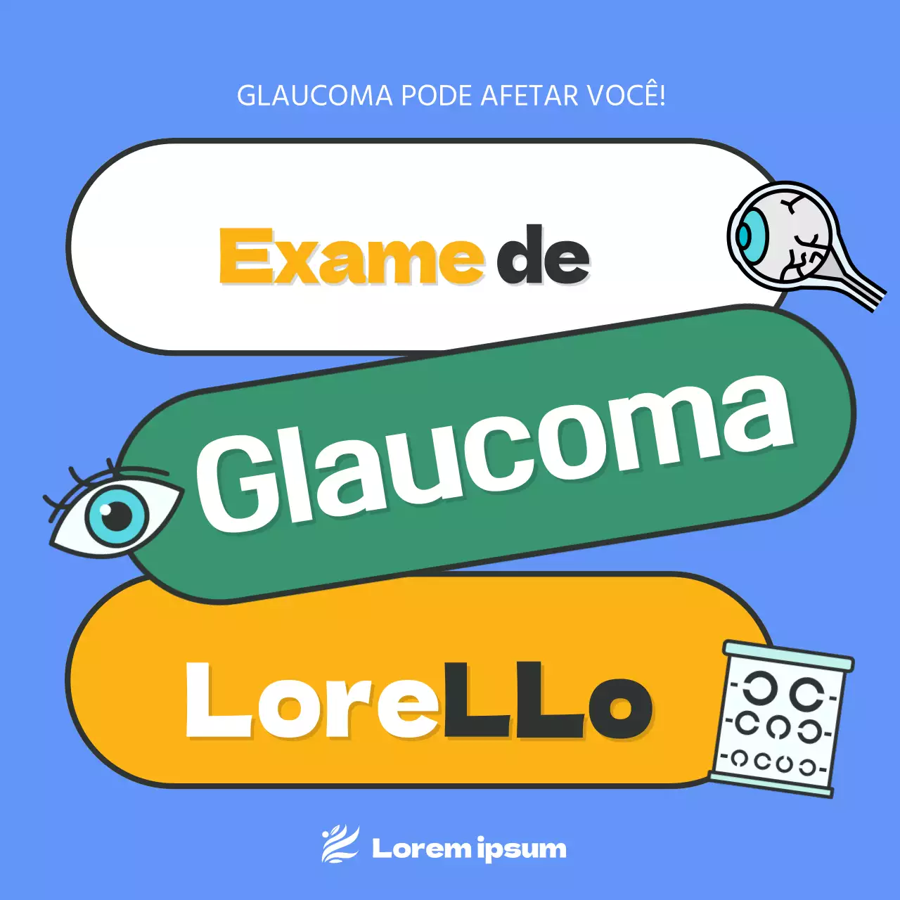 Fornece informações sobre glaucoma com destaque de texto azul