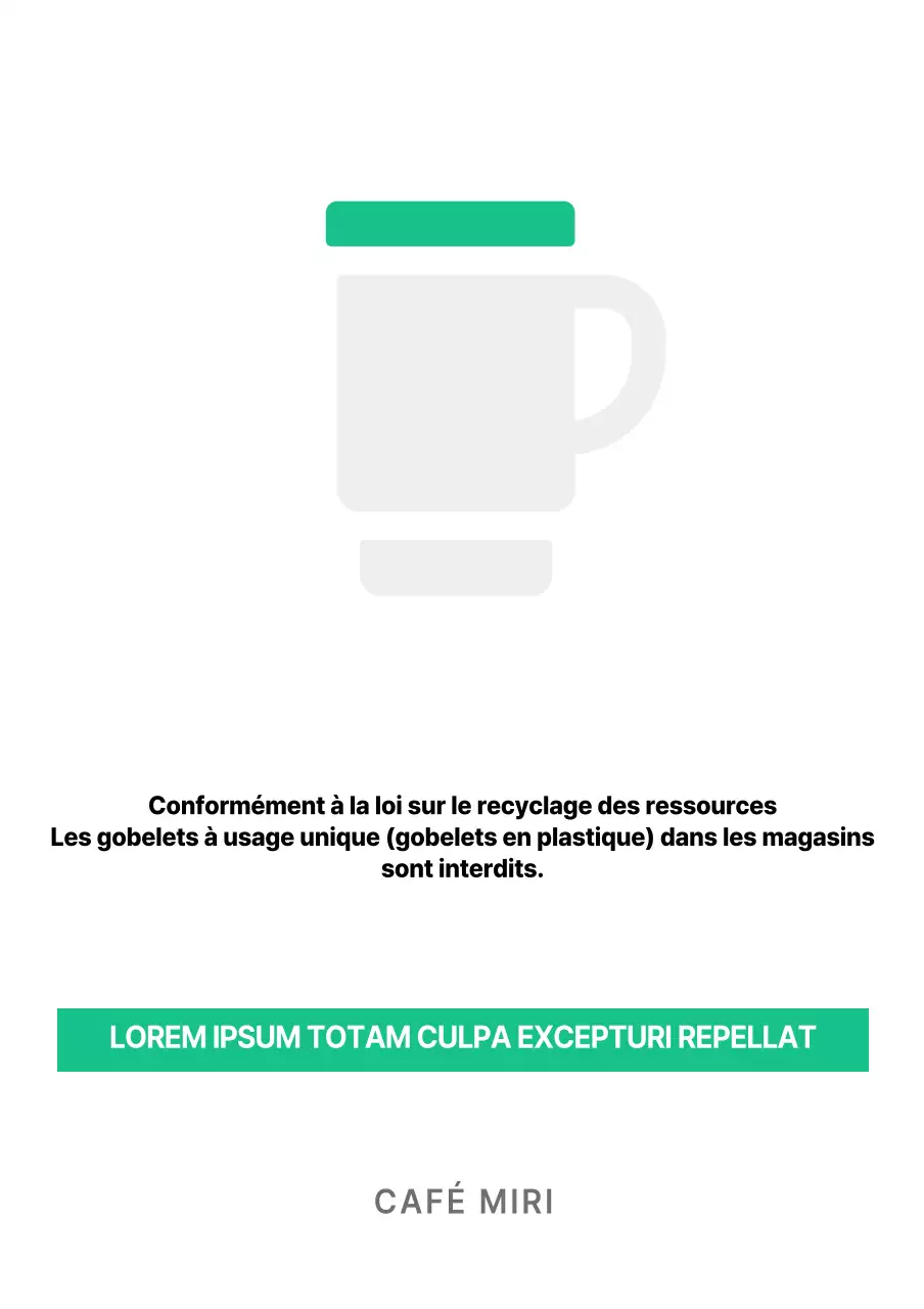 Signalétique verte pour cafés Support acrylique pour cafés