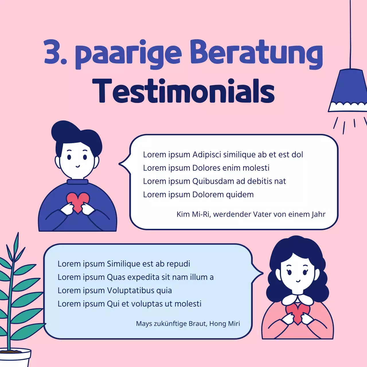 Einfache und niedliche Illustration in rosa und marineblau Familienmonat Paartag Flitterwöchner Ehe Medizinische Psychologie Psychiatrie Beratungsprogramm