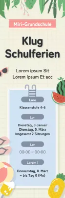 Einführung in eine Schulveranstaltung mit sommerlicher Poolatmosphäre in Gelb und Hellblau