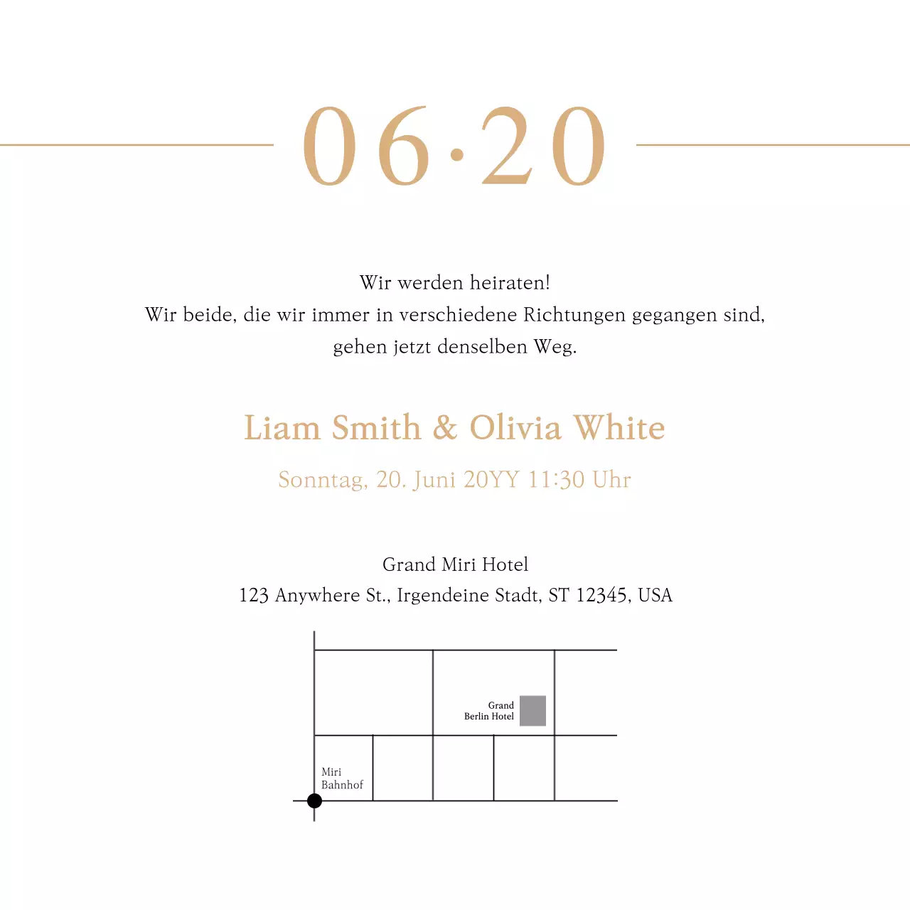 Hochzeitsdatum Foto Hochzeit Einladung quadratische Postkarte mit einem sauberen Look