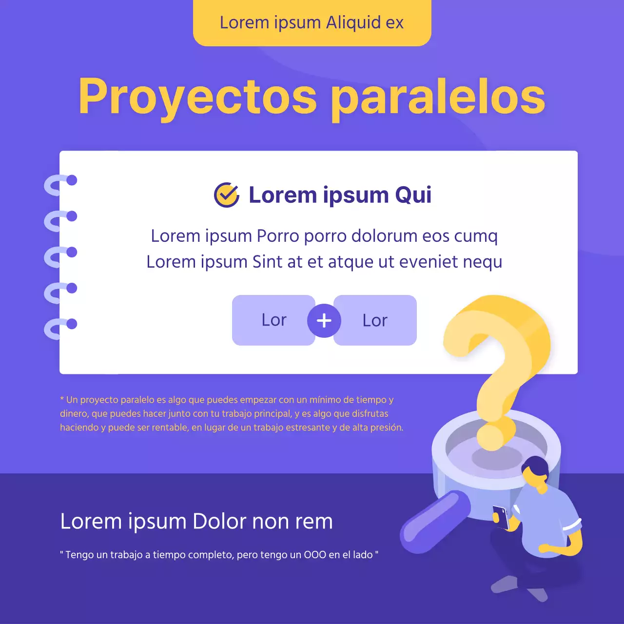 morado amarillo ilustración desarrollo personal proyecto paralelo cardnews
