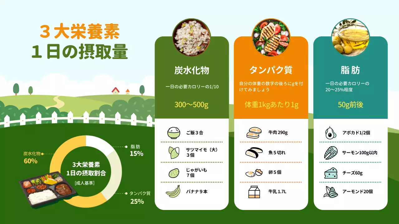 カラフル シンプル 栄養 インフォグラフィック