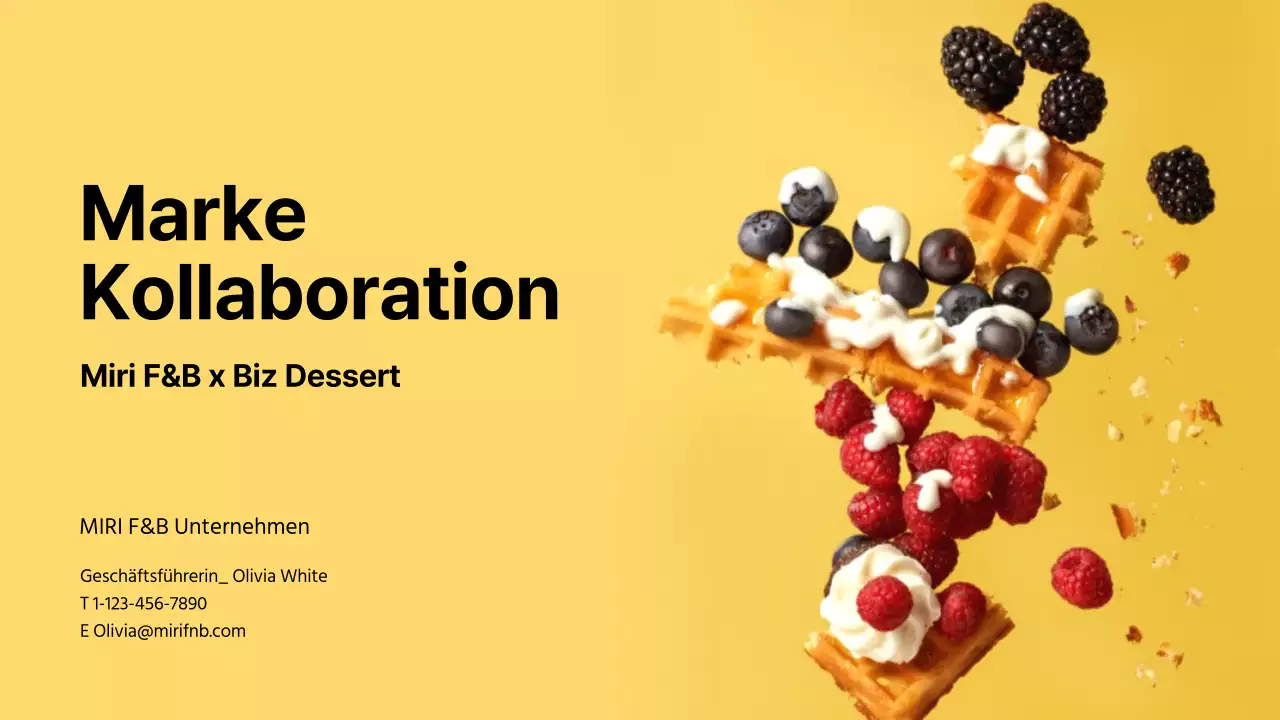 Vorschlag für eine Markenkollaboration mit gelben und pastellfarbenen Desserts