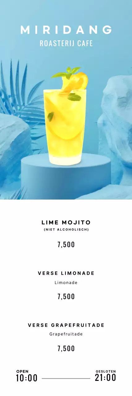 Zomerse drankjes op een blauwe tropische achtergrond