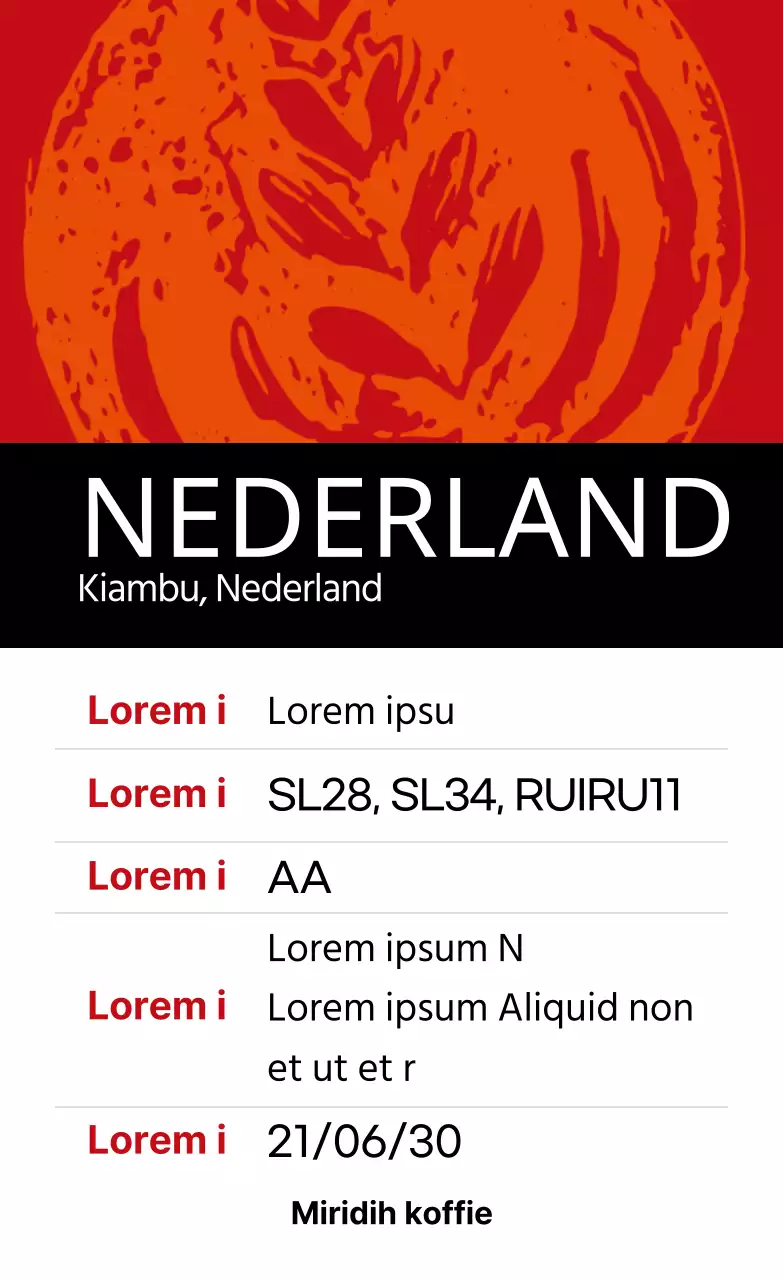 Kleurrijk Vintage Geïllustreerd Bonen Koffie Etiket Kenia