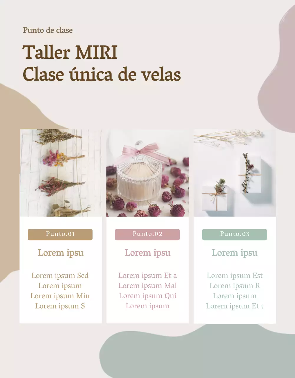 Lujosas velas en beige y marrón para promocionar una clase en línea