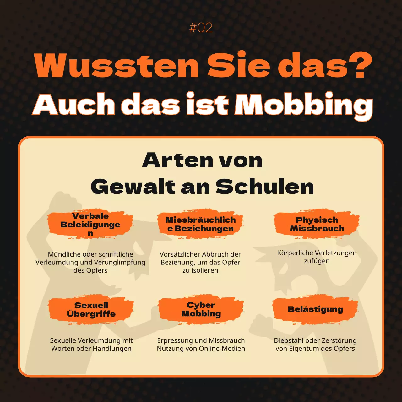 Förderung der Beseitigung von Gewalt an Schulen in Orange