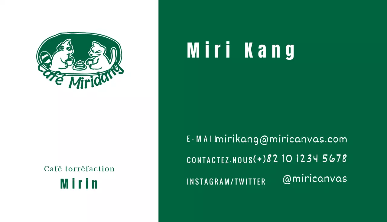 Un café avec une écriture verte et des illustrations mignonnes