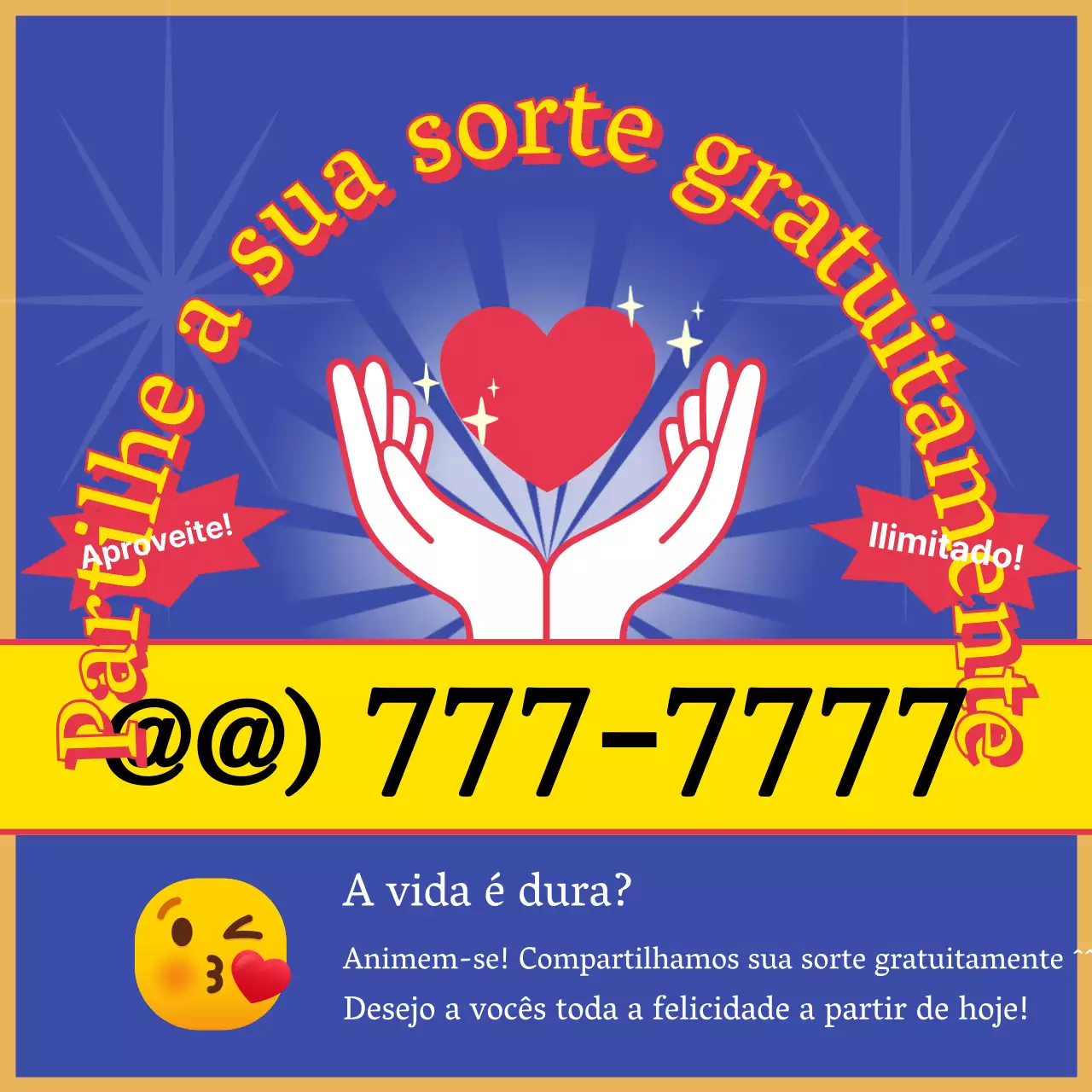 Folheto de oferta de boa sorte retro em amarelo e azul