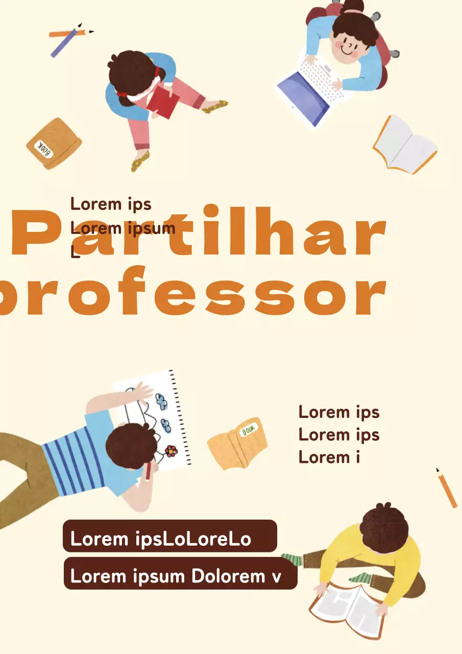 Laranja Bege Quente Vista aérea Ilustração infantil Conceito Mentoria Recrutamento de voluntários