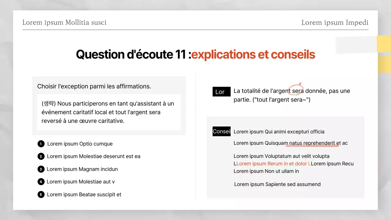 Réponses au test blanc et rouge de l'examen blanc et rouge