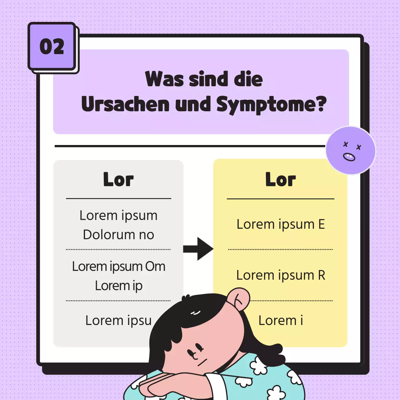 Informationen über das Erstsemester-Syndrom mit einfachen pastellfarbenen Illustrationen und Emoticons