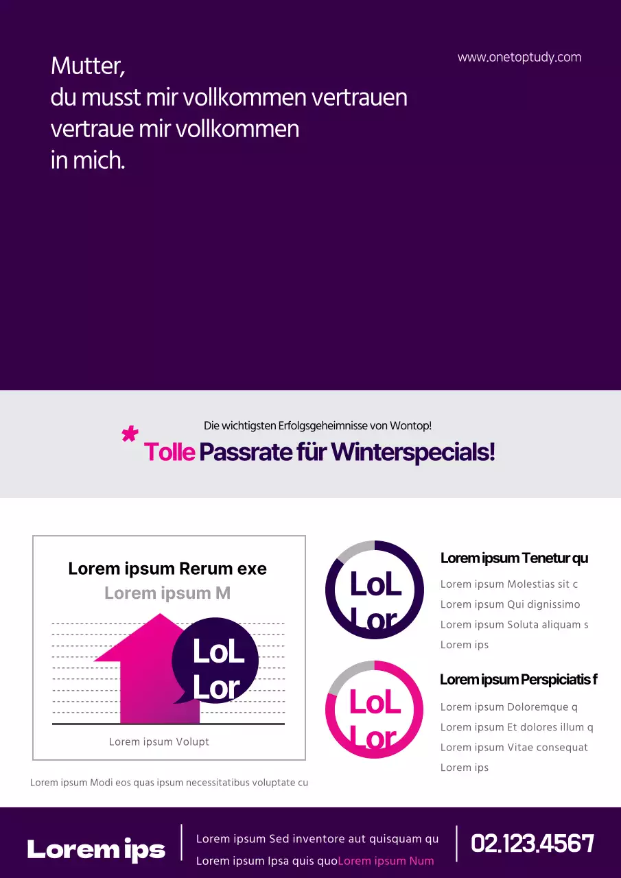 Flyer für das Schulprogramm in Lila und Rosa