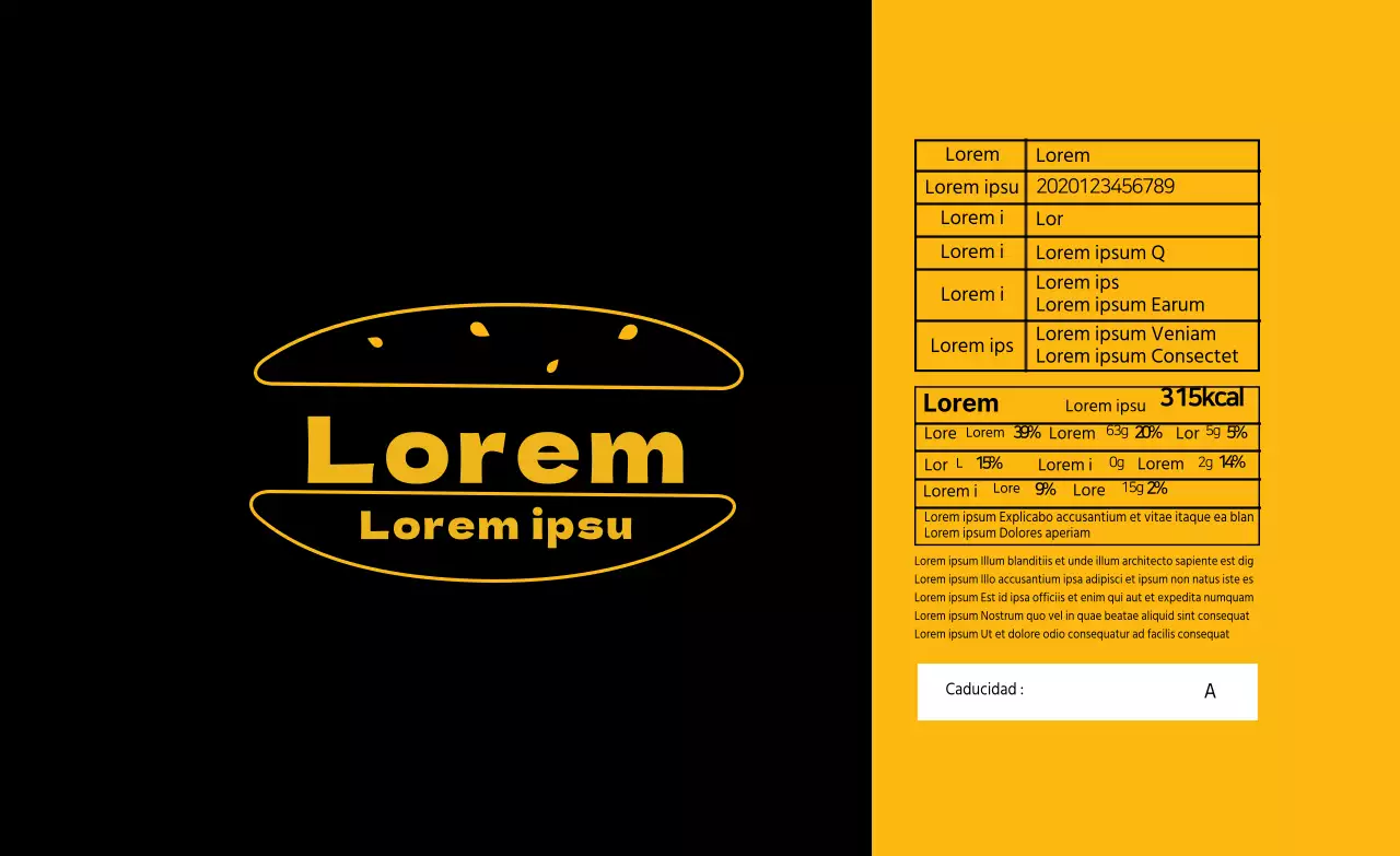 Amarillo negro ilustración hamburguesa etiquetas de los alimentos