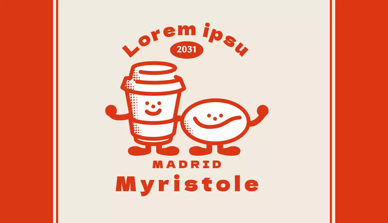 Los personajes del café retro de Red Orange